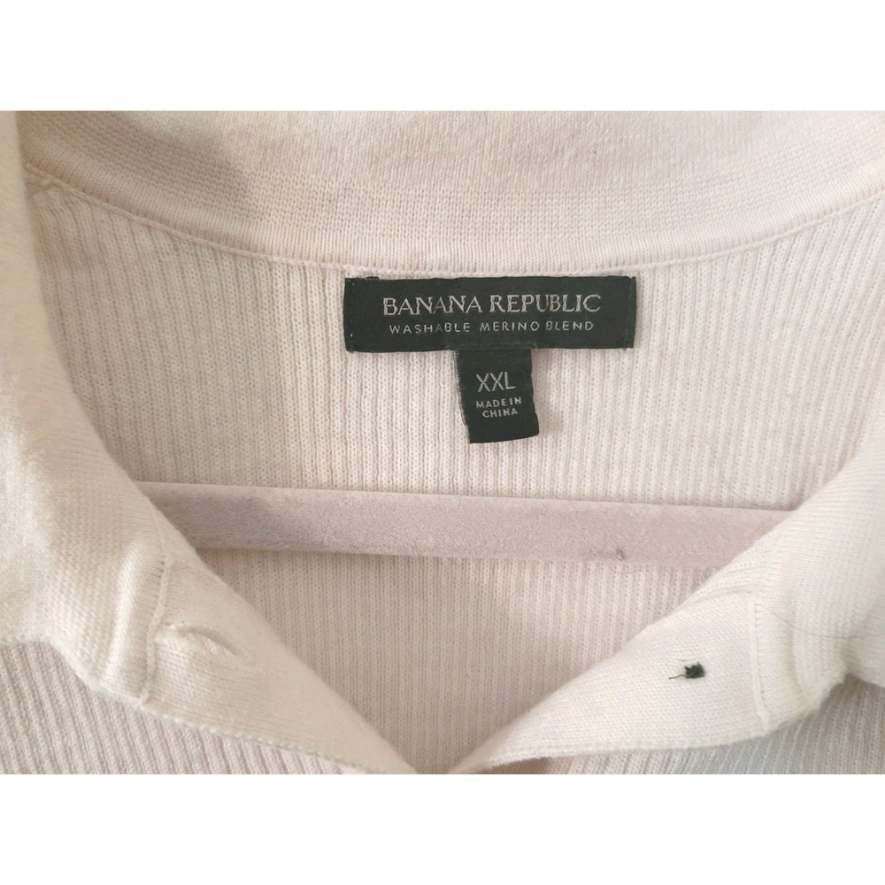 Banana Republic Merino Wool Sweater XXL Ivory Polo Quiet Luxury Minimalist Soft - Picture 3 of 7